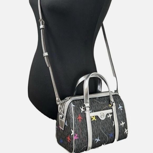 New Michael Kors Travel Small Duffle Crossbody Black Multi - Picture 6 of 6